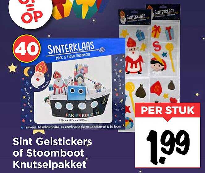 Sint Gelstickers of Stoomboot Knutselpakket