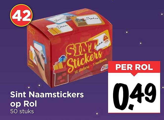 Sint Naamstickers op Rol