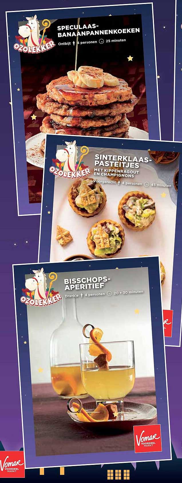 SPECULAAS-BANANPANNEKOEKEN  
SINTERKLAAS-PASTEITJES  
BISCHOPS-APERITIEF  