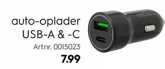 auto-oplader USB-A & -C