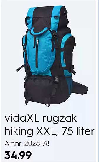 vidaXL rugzak hiking XXL, 75 liter