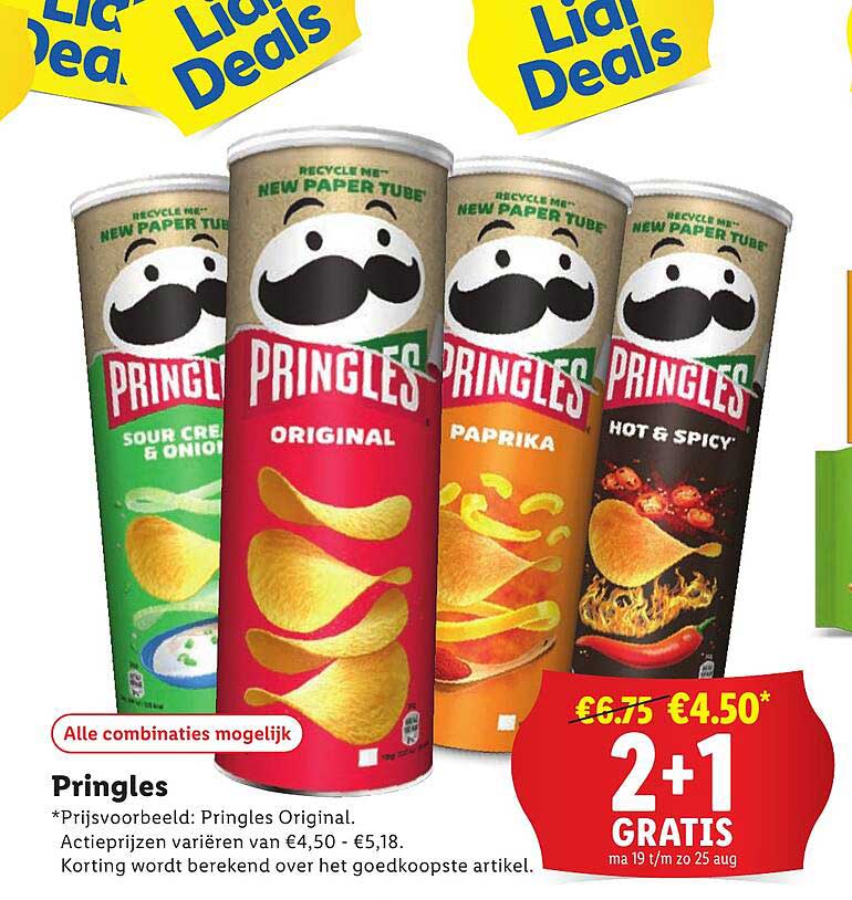 Pringles 2+1 Gratis aanbieding bij Lidl