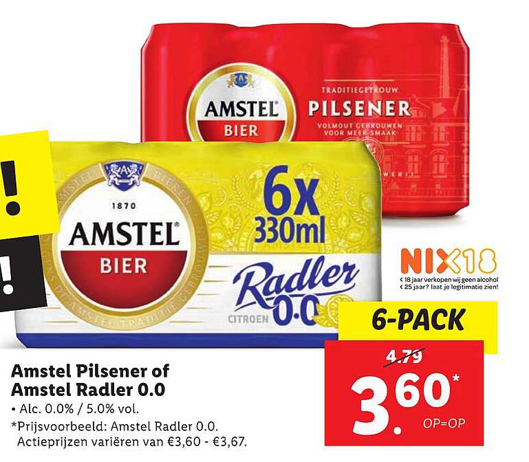 Amstel Pilsener of Amstel Radler 0.0