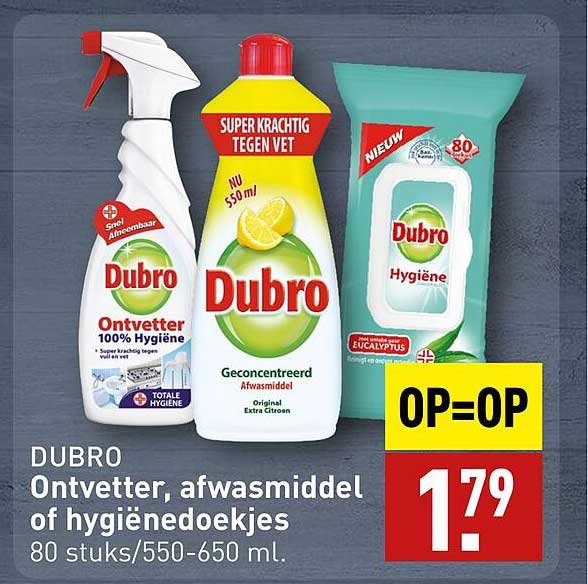 DUBRO Ontvetter, afwasmiddel of hygiënedoekjes