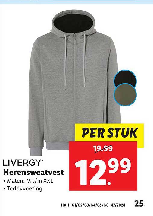 LIVERGY® Herensweatvest