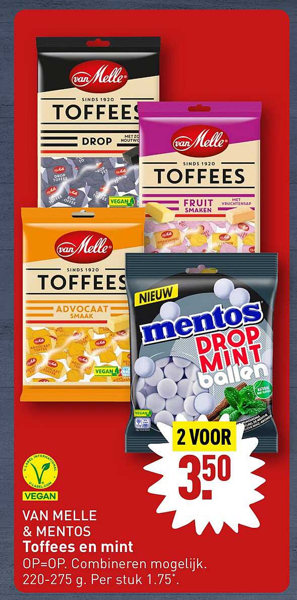 VAN MELLE & MENTOS  
Toffees en mint