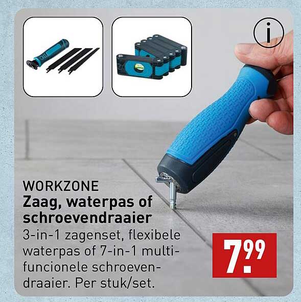 WORKZONE Zaag, waterpas of schroevendraaier