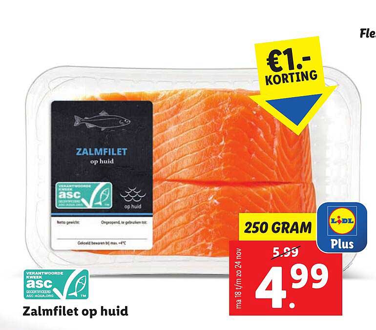 Zalmfilet op huid