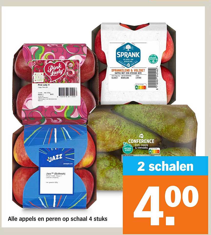 Alle appels en peren op schaal 4 stuks