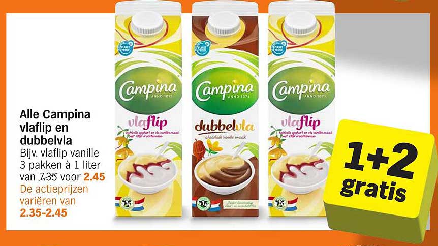 Alle Campina vlaflip en dubbelvla