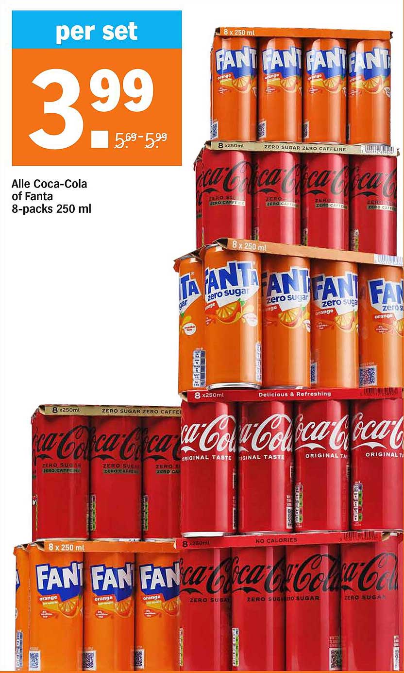 Alle Coca-Cola of Fanta 8-packs 250 ml