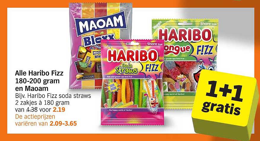 Alle Haribo Fizz 180-200 gram en Maoam