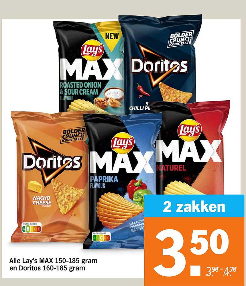 Alle Lay's MAX en Doritos