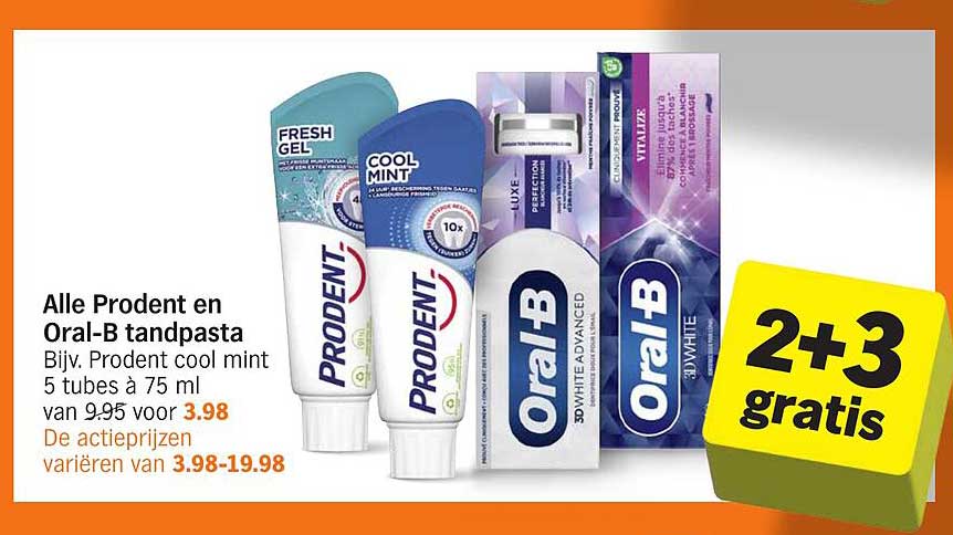 Alle Prodent en Oral-B tandpasta