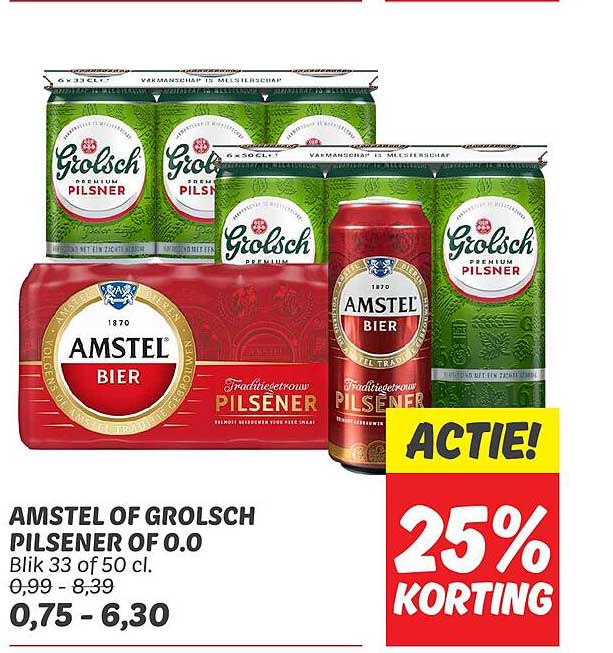 AMSTEL OF GROLSCH PILSENER OF 0.0