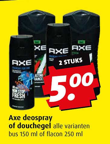 Axe deospray of douchegel