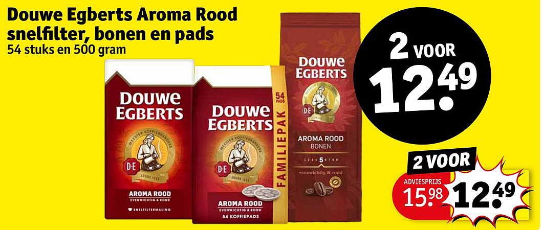 Douwe Egberts Aroma Rood snelfilter, bonen en pads