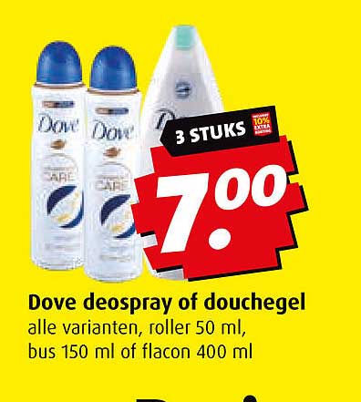 Dove deospray of douchegel