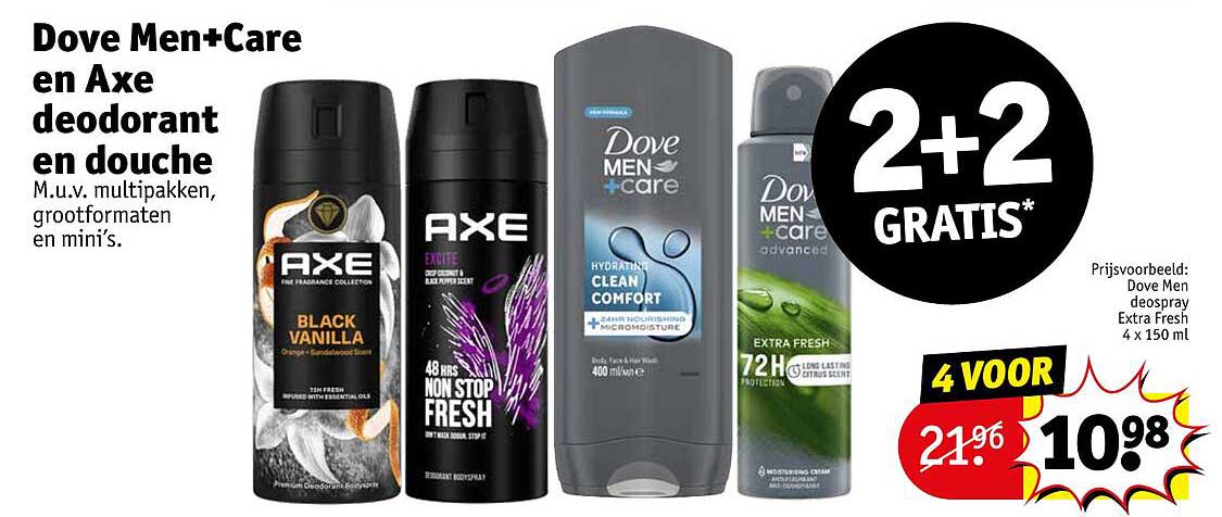 Dove Men+Care en Axe deodorant en douche