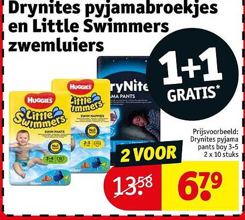 Drynites pyjamabroekjes en Little Swimmers zwemluieris