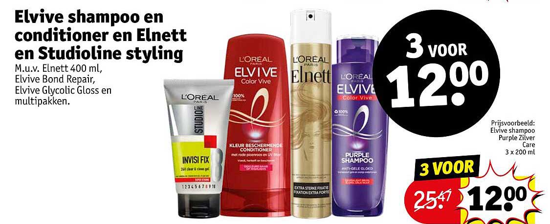 Elvive shampoo en conditioner en Elnett en Studioline styling