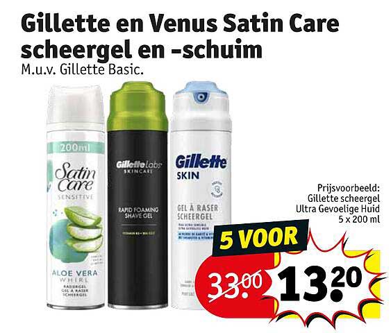 Gillette en Venus Satin Care scheergel en -schuim