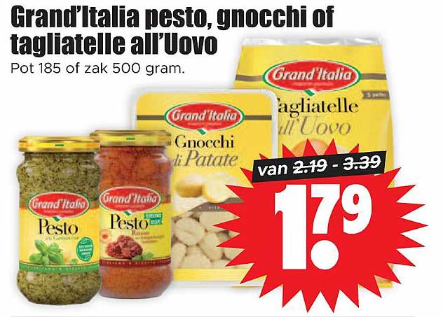 Grand’Italia pesto, gnocchi of tagilatelle all’Uovo