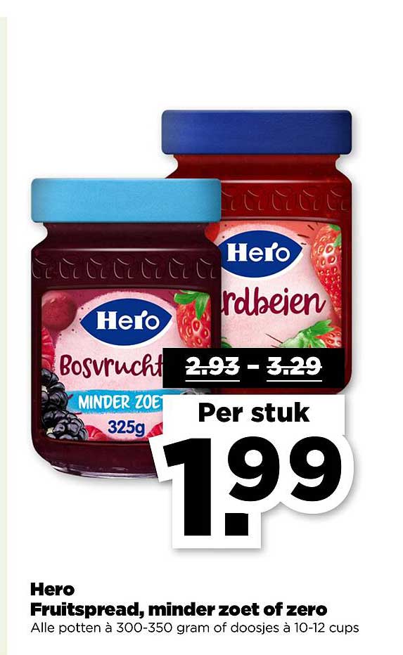 Hero Fruitspread, minder zoet of zero