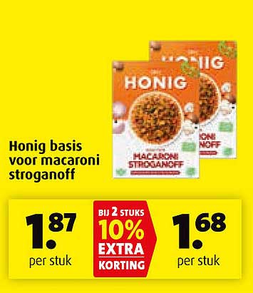 Honig basis voor macaroni stroganoff