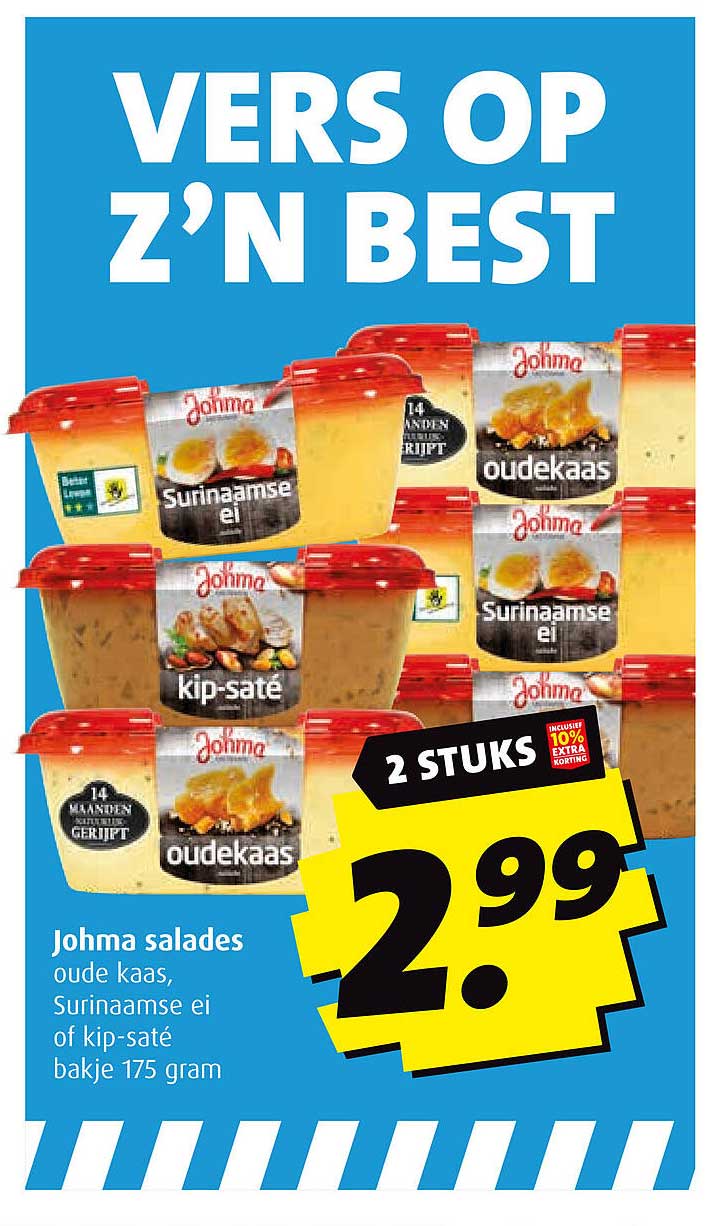 Johma salades oud kaas, Surinaamse ei of kip-saté