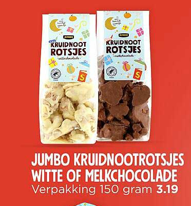 Jumbo Kruidnootrotsjes Witte of Melkchocolade