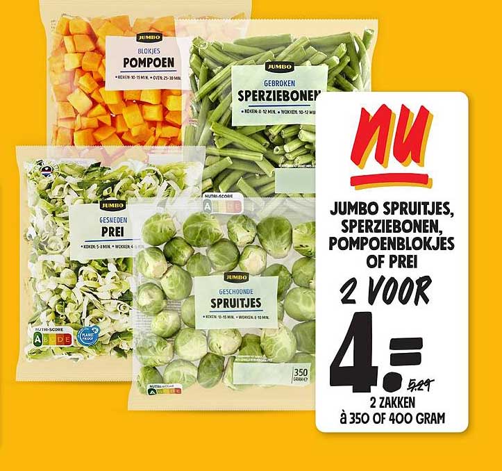 JUMBO SPRUITJES, SPERZIEBONEN, POMPOENBLOKJES OF PREI