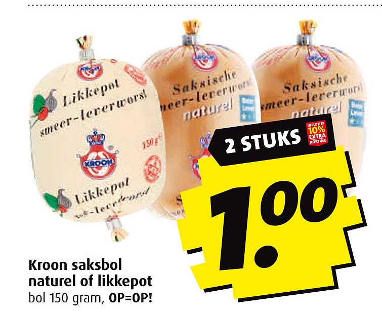 Kroon saksbol naturel of likkepot