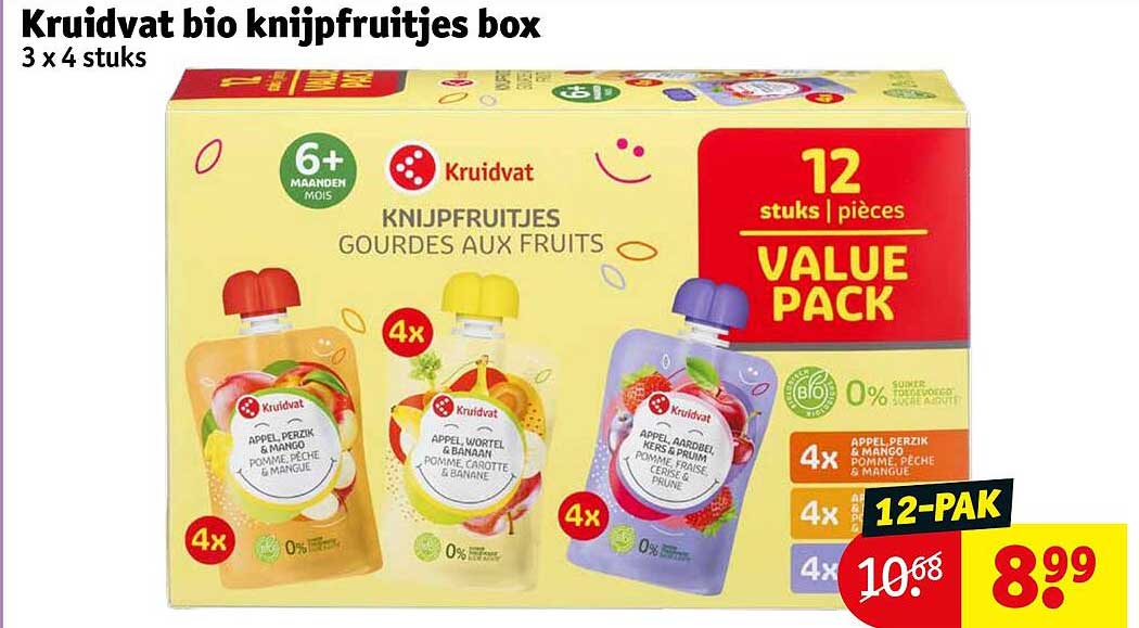 Kruidvat bio knijpfruitjes box