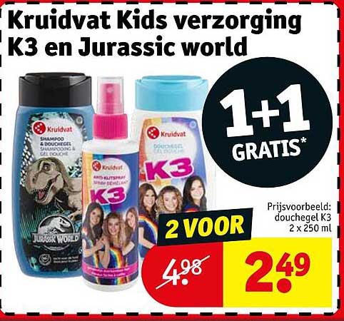 Kruidvat Kids verzorging K3 en Jurassic world