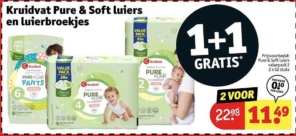 Kruidvat Pure & Soft luiers en luierbroekjes