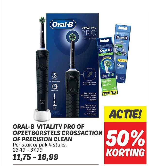 ORAL-B VITALITY PRO OF OPZETBORSTELS CROSSACTION OF PRECISION CLEAN