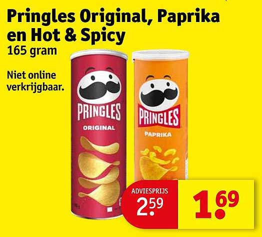 Pringles Original, Paprika en Hot & Spicy