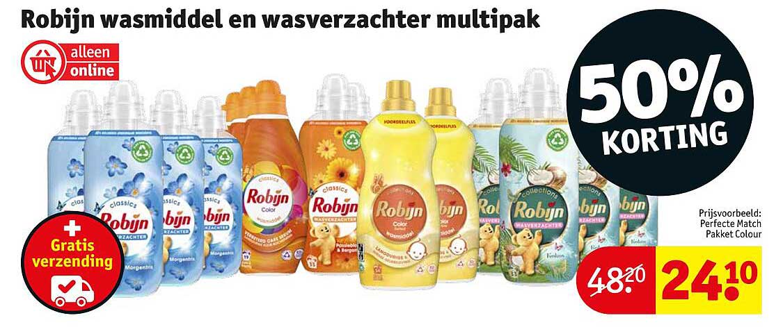 Robijn wasmiddel en wasverzachter multipak