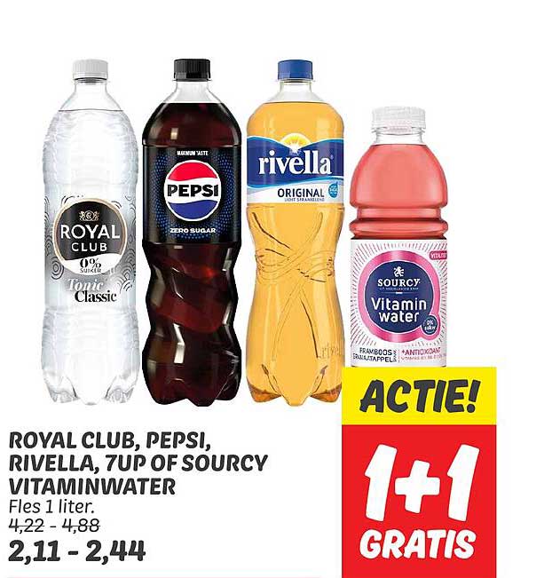 ROYAL CLUB, PEPSI, RIVELLA, 7UP OF SOURCY VITAMINWATER