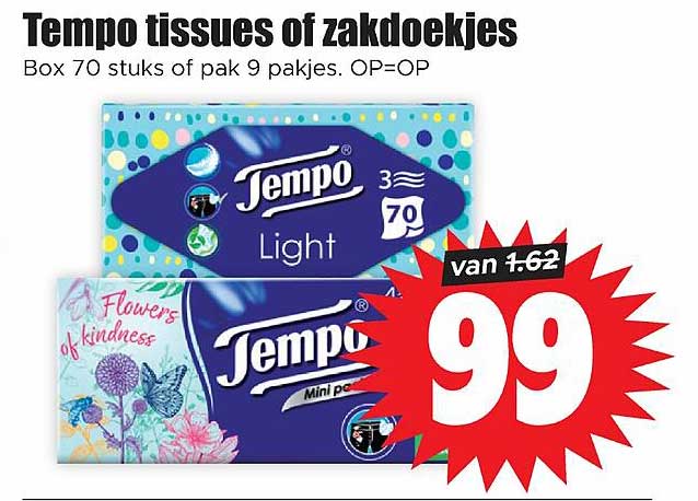 Tempo tissues of zakdoekjes