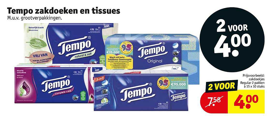 Tempo zakdoeken en tissues