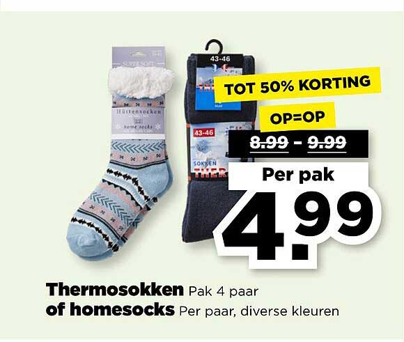 Thermosokken Pak 4 paar of homesocks