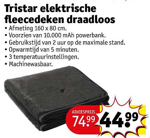 Tristar elektrische fleecedeken draadloos