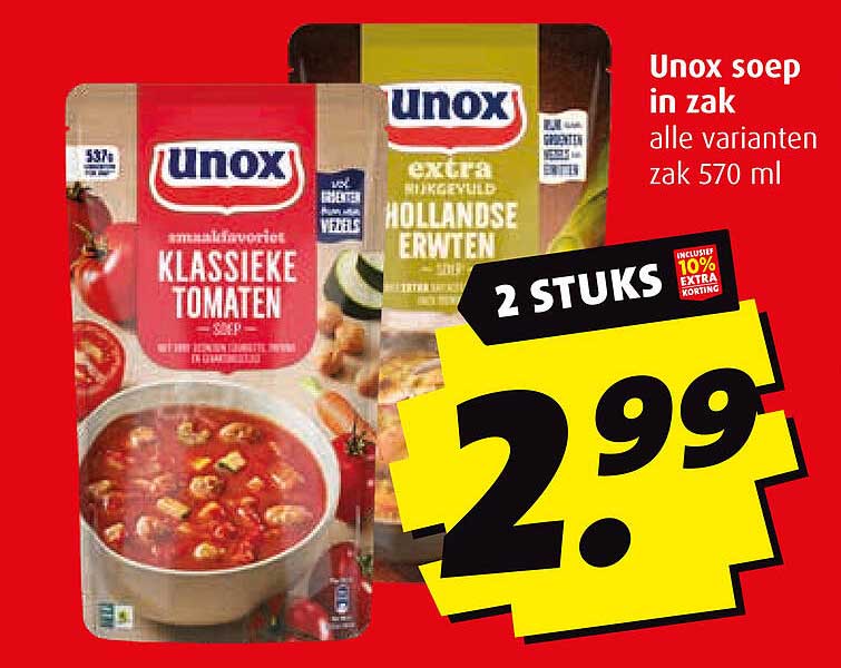 Unox soep in zak