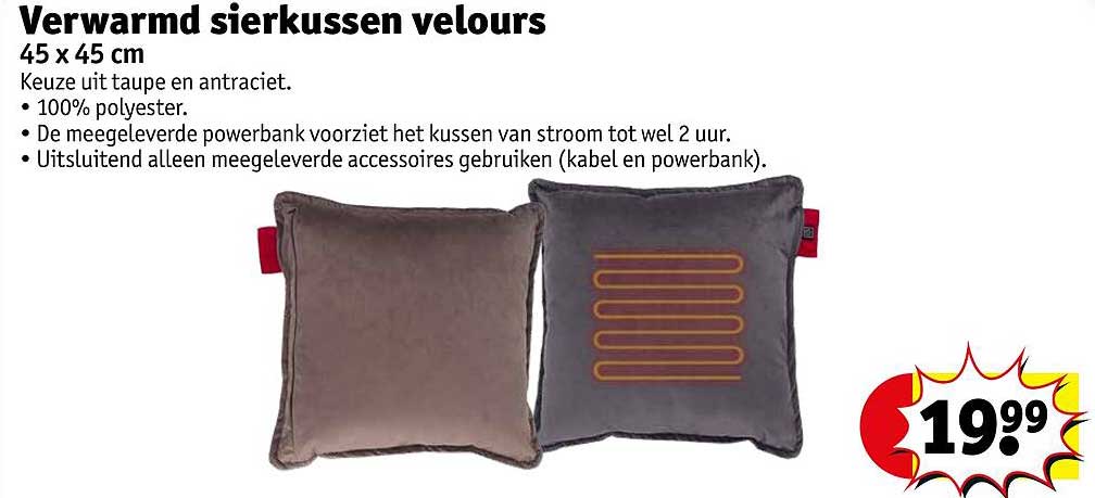 Verwarmd sierkussen velours