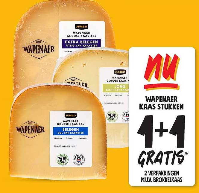 Wapenaar Kaas Stukken 1+1 Gratis