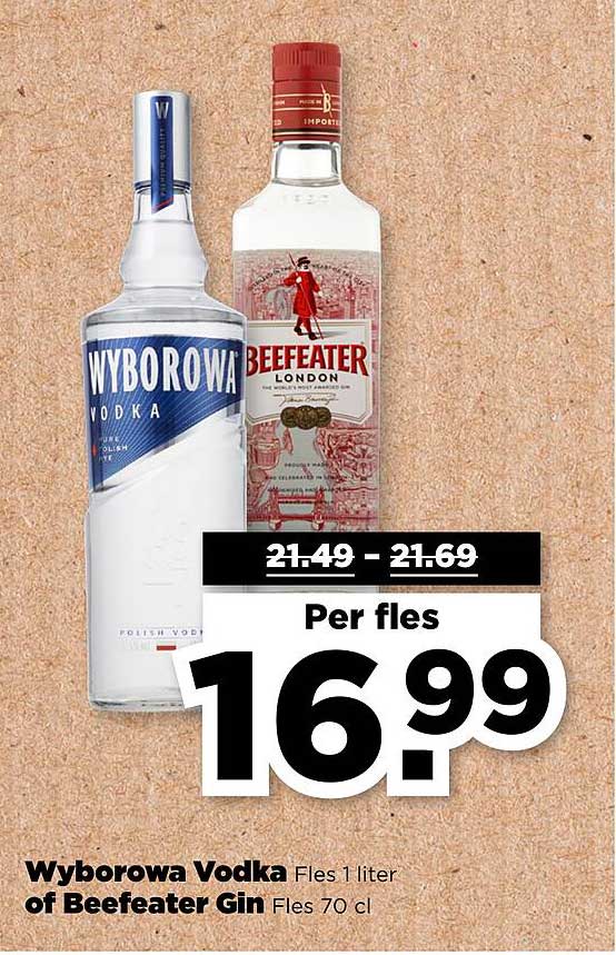 Wyborowa Vodka Fles 1 liter of Beefeater Gin Fles 70 cl