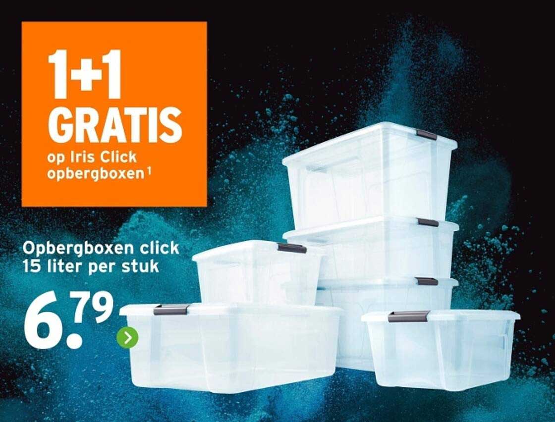 1+1 GRATIS op Iris Click opbergboxen