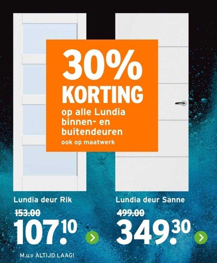 30% KORTING op alle Lundia binnen- en buitendeuren